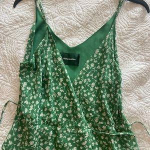 Reformation Green Thora Wrap Dress